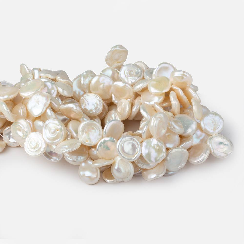 10x8-14x14mm Creamy Off White top drilled Keshi Freshwater Pearls AA 15.5 inch 43 pcs - Beadsofcambay.com