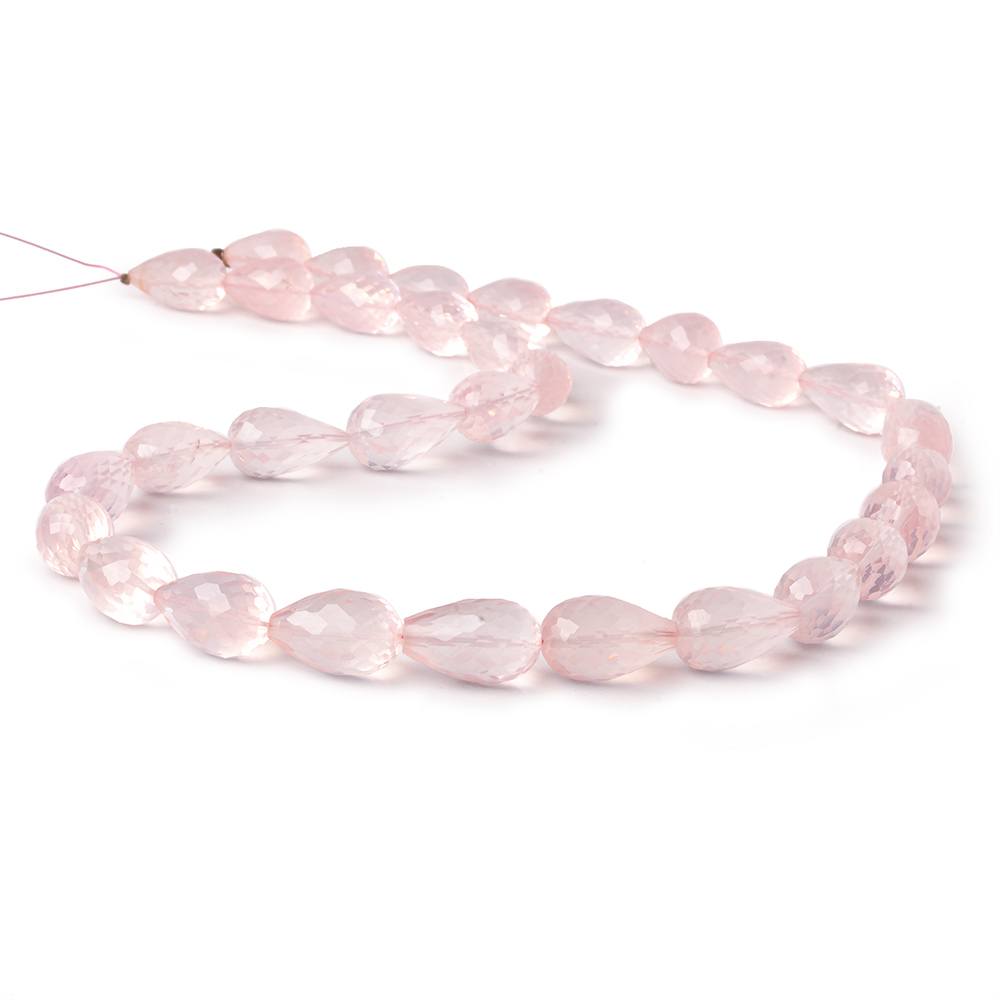 10x8-15x8mm Rose Quartz straight drilled faceted tear drops 16 inch 30 pieces - Beadsofcambay.com