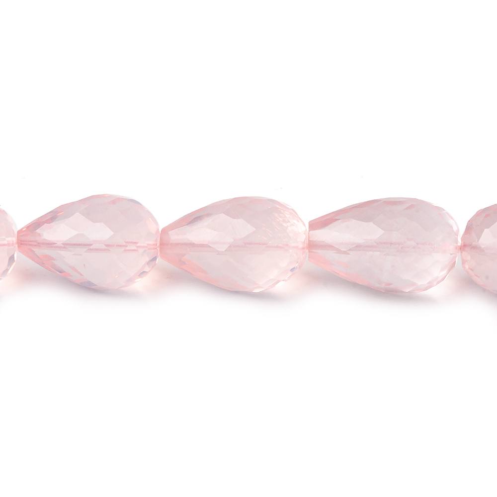 10x8-15x8mm Rose Quartz straight drilled faceted tear drops 16 inch 30 pieces - Beadsofcambay.com