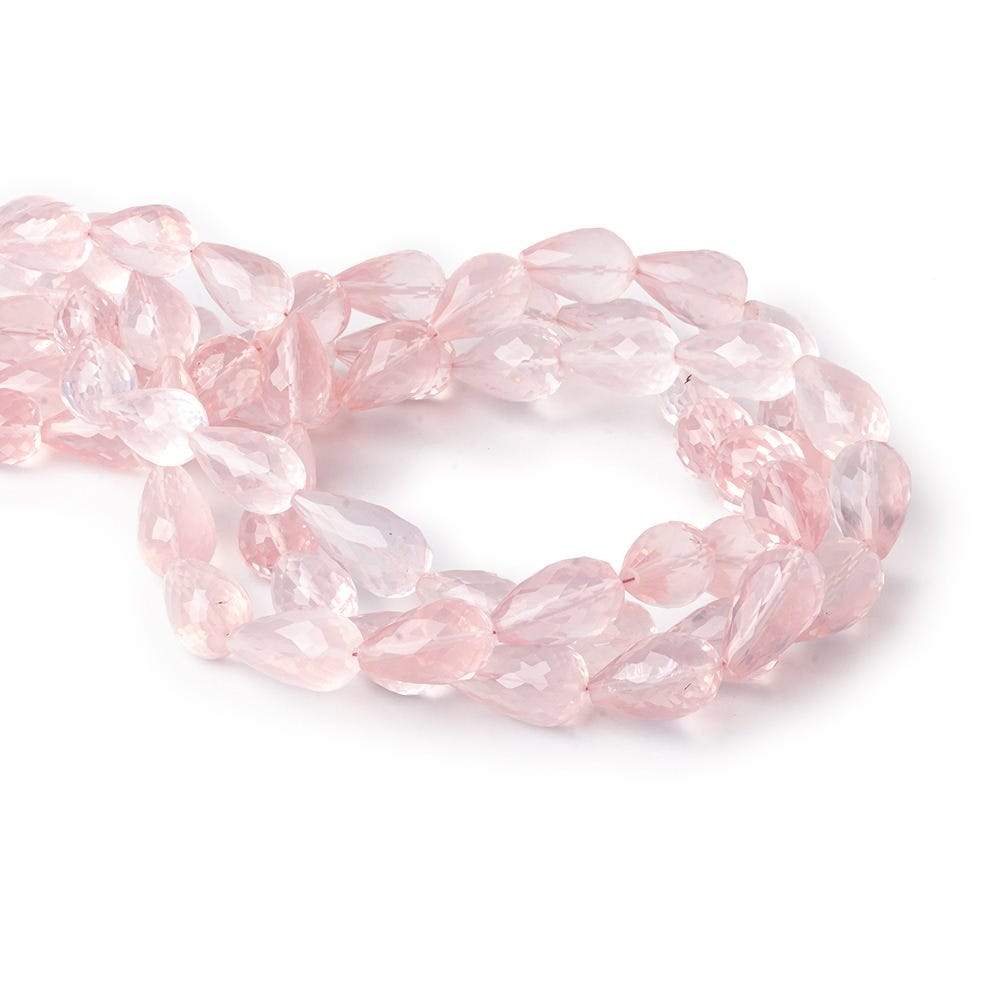 10x8-15x8mm Rose Quartz straight drilled faceted tear drops 16 inch 30 pieces - Beadsofcambay.com