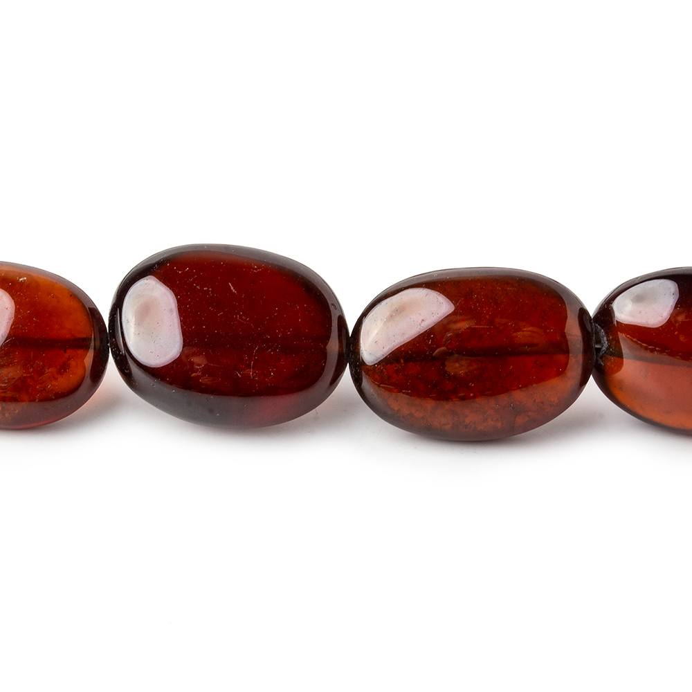 10x8-18x14mm Hessonite Garnet plain oval nugget beads 20 inches 37 pieces - Beadsofcambay.com