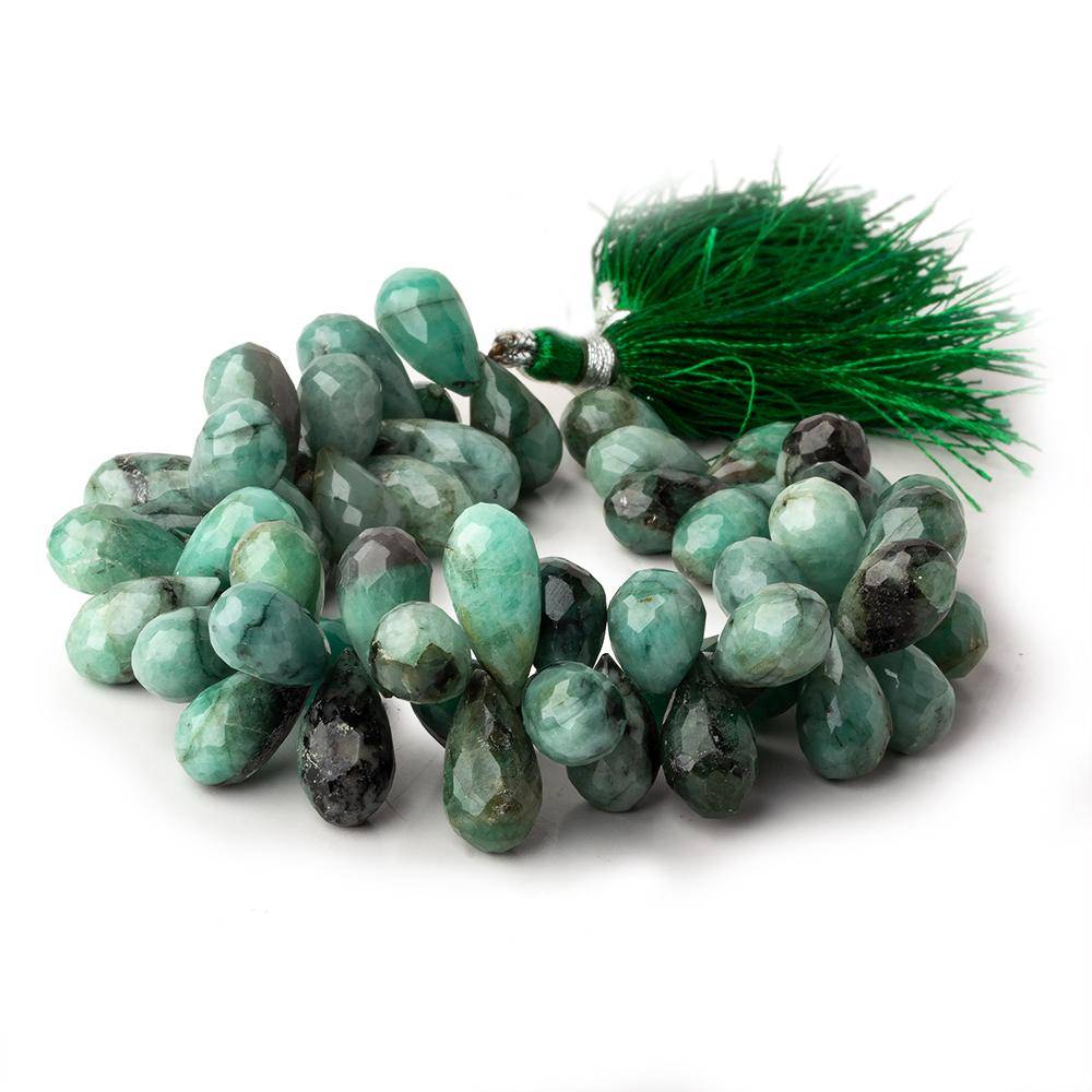 10x8-18x8mm Brazilian Emerald Faceted Tear Drop Beads 7.5 inch 59 pieces - Beadsofcambay.com