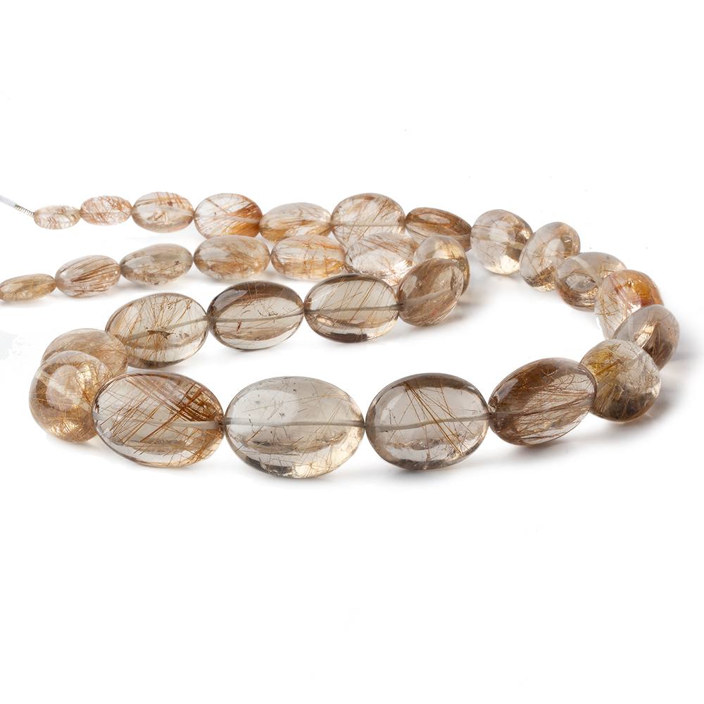 10x8-24x17mm Rutilated Quartz plain nugget beads 20 inch 31 pieces AA - Beadsofcambay.com
