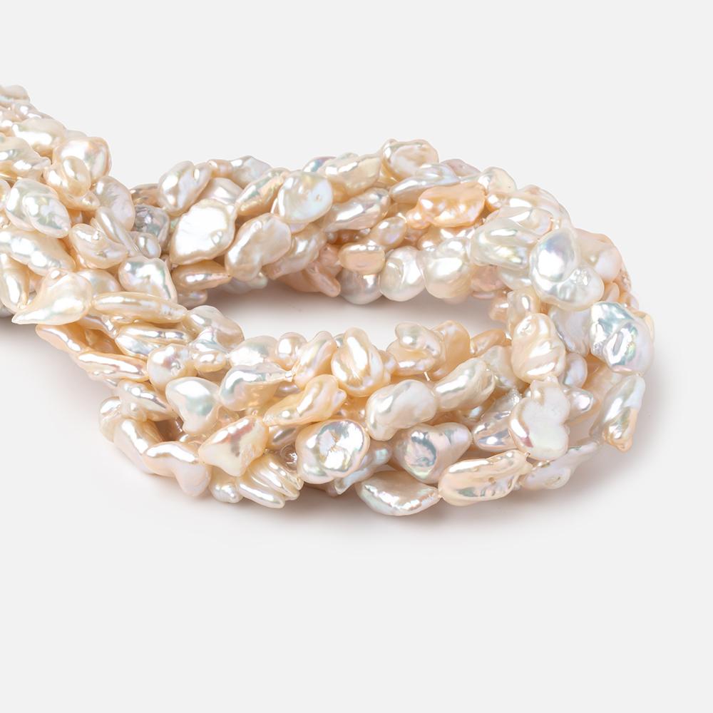 10x8.5-13x9mm Peach Keshi Freshwater Pearls 16 inch 30 beads AA - Beadsofcambay.com