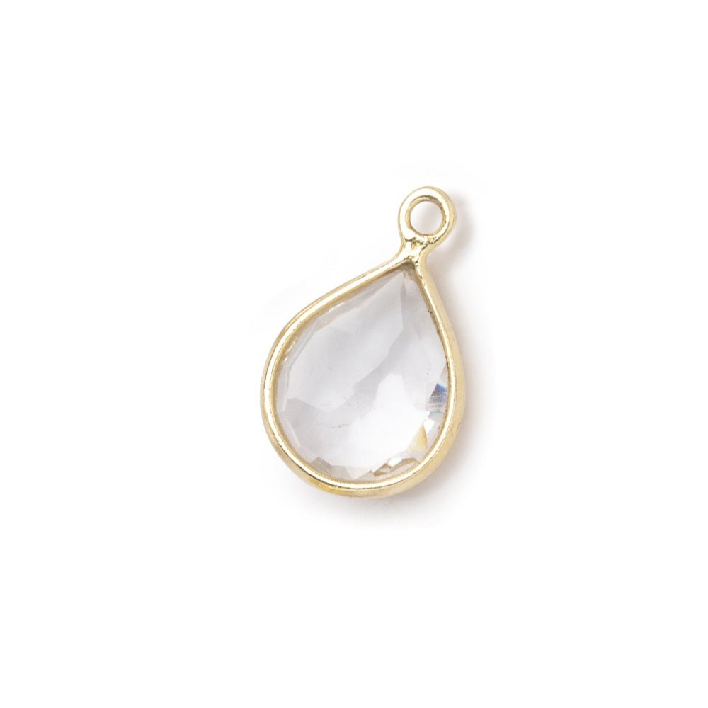 10x8.5mm Vermeil Bezel Crystal Quartz Faceted Pear Pendant 1 piece - Beadsofcambay.com