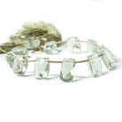 10x8mm-13x9mm Prasiolite Top Drilled Faceted Cushions 13 pieces - Beadsofcambay.com