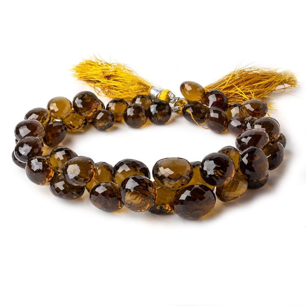 10x8mm - 14x11mm Whiskey Quartz faceted Candy Kiss beads 9 inch 48 pieces - Beadsofcambay.com