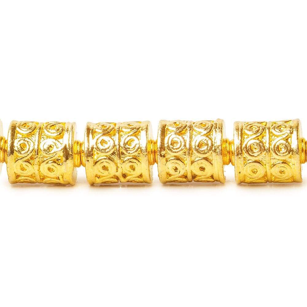 10x8mm 22kt Gold Plated Copper Bead Wave Scroll Cylinder Tube 8 inch 20 pieces - Beadsofcambay.com