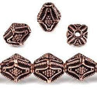 10x8mm Antiqued Copper Granulated Design BiCone 8 inch 15 pcs - Beadsofcambay.com