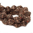 10x8mm Antiqued Copper Granulated Design BiCone 8 inch 15 pcs - Beadsofcambay.com