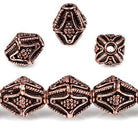 10x8mm Antiqued Copper Granulated Design BiCone 8 inch 15 pcs - Beadsofcambay.com