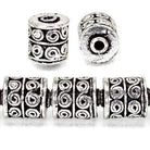 10x8mm Antiqued Sterling Silver Plated Sterling Silver Plated Copper Bead Wave Scroll Cylinder Tube 8 inch
