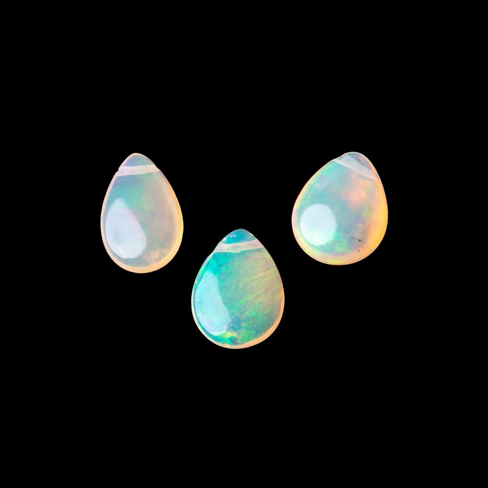 10x8mm Ethiopian Opal Plain Pear Set of 3 Focal Beads AA - Beadsofcambay.com