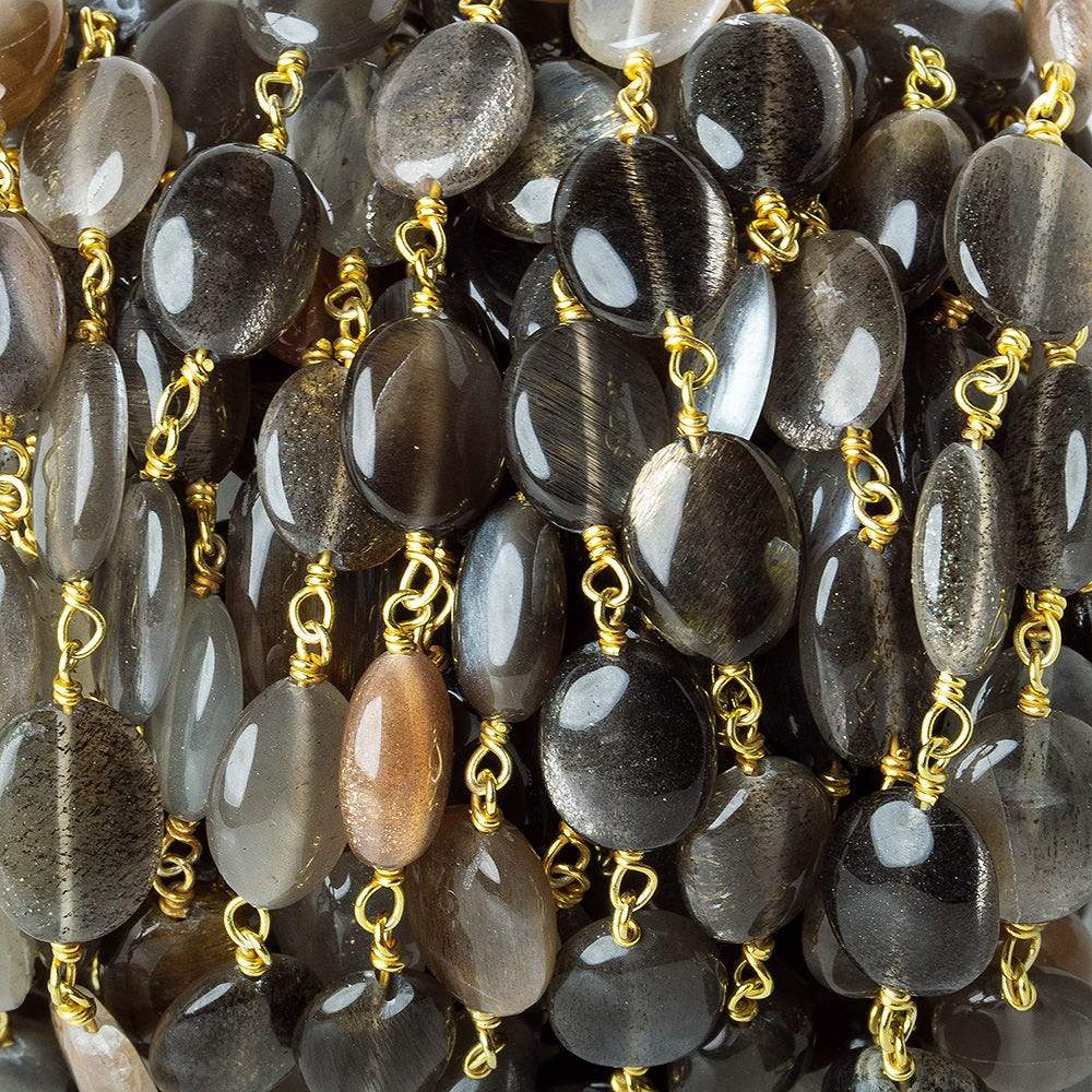 10x8mm Multi Color Moonstone plain oval Vermeil Chain by the foot - Beadsofcambay.com