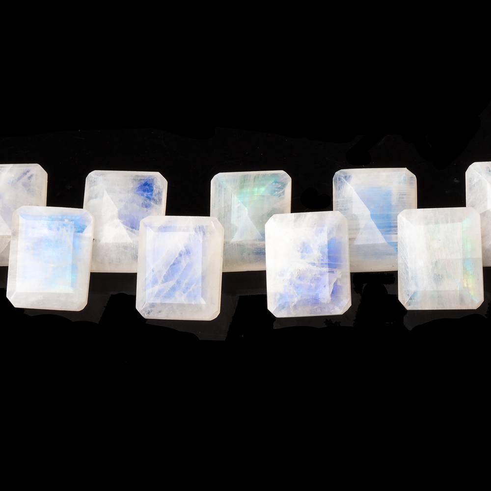 10x8mm Rainbow Moonstone Emerald Cut Rectangles 7.5 inch 30 Beads AA - Beadsofcambay.com