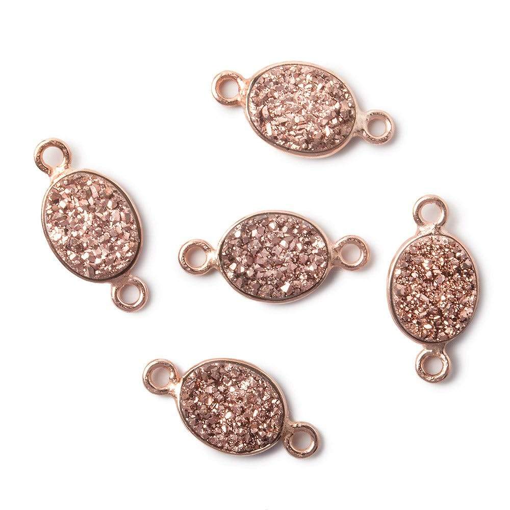 10x8mm Rose Gold Bezel Metallic Rose Drusy Oval Connector 1 piece - Beadsofcambay.com