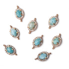 10x8mm Rose Gold Bezel White CZ and Larimar Oval Connector 1 focal piece - Beadsofcambay.com