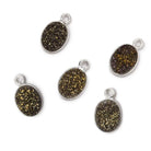 10x8mm Silver .925 Bezel Metallic Bronze Drusy Oval Pendant 1 piece - Beadsofcambay.com