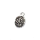 10x8mm Silver .925 Bezel Metallic Platinum Drusy Oval Pendant 1 piece - Beadsofcambay.com