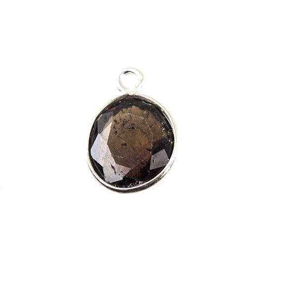 10x8mm Silver Bezeled Green Tourmaline Focal Bead 1 piece - Beadsofcambay.com