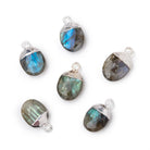 10x8mm Silver Leafed Labradorite Faceted Oval Focal Bead 1 piece - Beadsofcambay.com