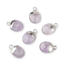 10x8mm Silver Leafed Pink Amethyst Oval Pendant 1 piece - Beadsofcambay.com