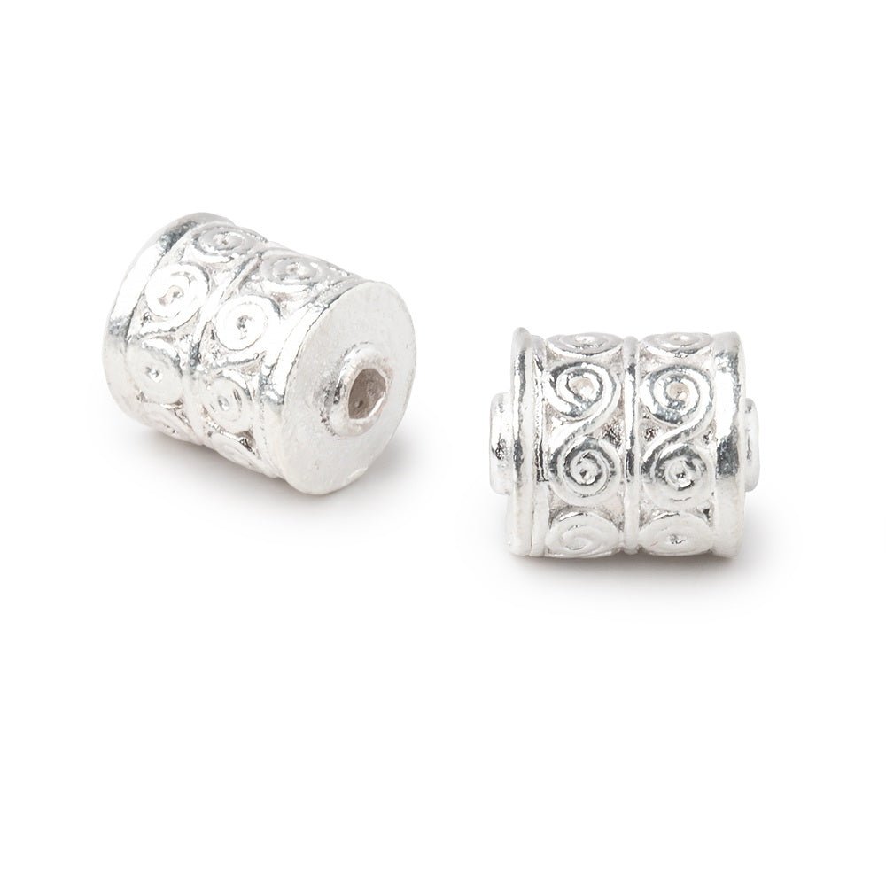 10x8mm Silver Plated Copper Wave Scroll Tube Set of 2 Beads - Beadsofcambay.com