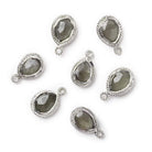 10x8mm Silver Rope Bezel Grey Moonstone Pear Pendant 1 piece - Beadsofcambay.com