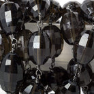 10x8mm Smoky Quartz faceted oval Black Gold plated Chain by the foot 18 pcs - Beadsofcambay.com