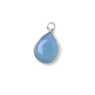 10x8mm Sterling Silver Bezel Blue Chalcedony Faceted Pear Pendant 1 piece - Beadsofcambay.com