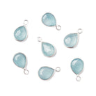 10x8mm Sterling Silver Bezel Blue Chalcedony Faceted Pear Pendant 1 piece - Beadsofcambay.com