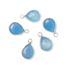 10x8mm Sterling Silver Bezel Blue Chalcedony Faceted Pear Pendant 1 piece - Beadsofcambay.com