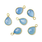 10x8mm Vermeil Bezel Blue Chalcedony Faceted Pear Pendant 1 piece - Beadsofcambay.com