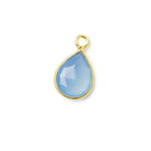 10x8mm Vermeil Bezel Blue Chalcedony Faceted Pear Pendant 1 piece - Beadsofcambay.com