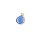 10x8mm Vermeil Bezel Blue Chalcedony Faceted Pear Pendant 1 piece - Beadsofcambay.com