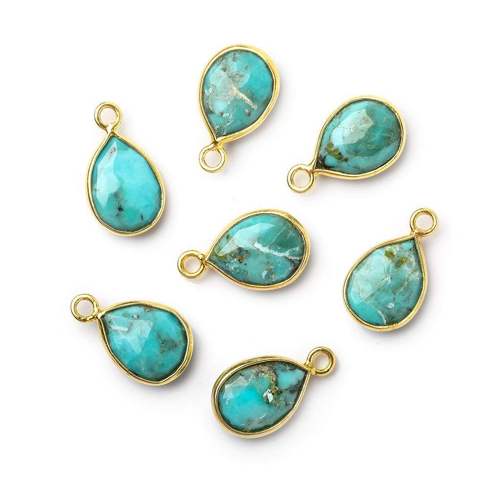 10x8mm Vermeil Bezel Turquoise Pear Pendant 1 piece - Beadsofcambay.com