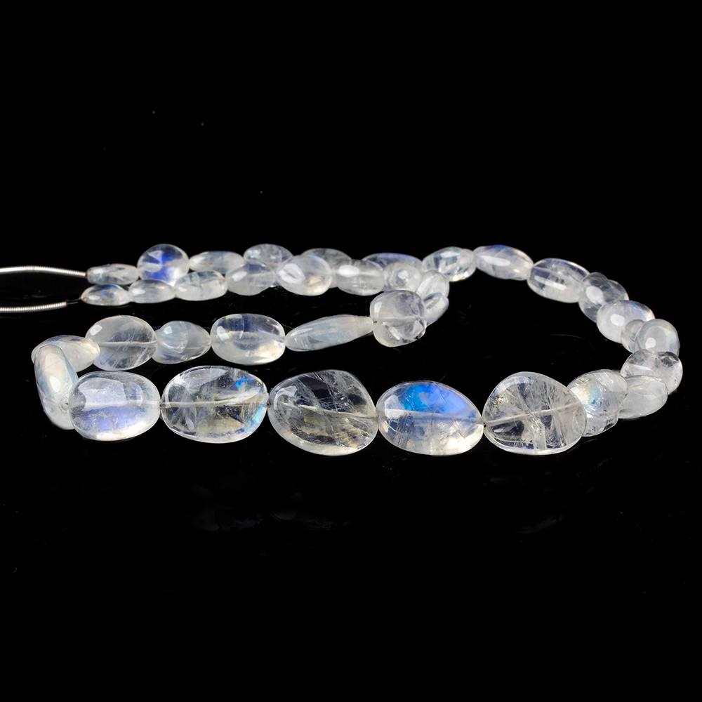 10x8x4-21x12x8mm Rainbow Moonstone carved petal divot nuggets 19 inches 37 beads AAA - Beadsofcambay.com