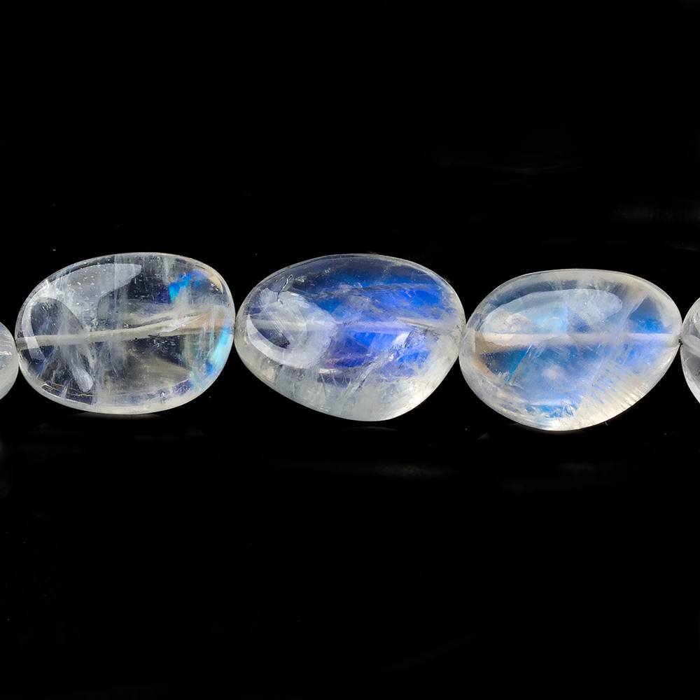 10x8x4-21x12x8mm Rainbow Moonstone carved petal divot nuggets 19 inches 37 beads AAA - Beadsofcambay.com