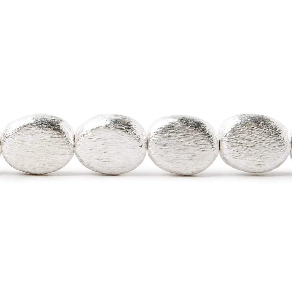 10x8x4mm Sterling Silver plated Copper Brushed Oval Bead 8 inch 20 pcs - Beadsofcambay.com