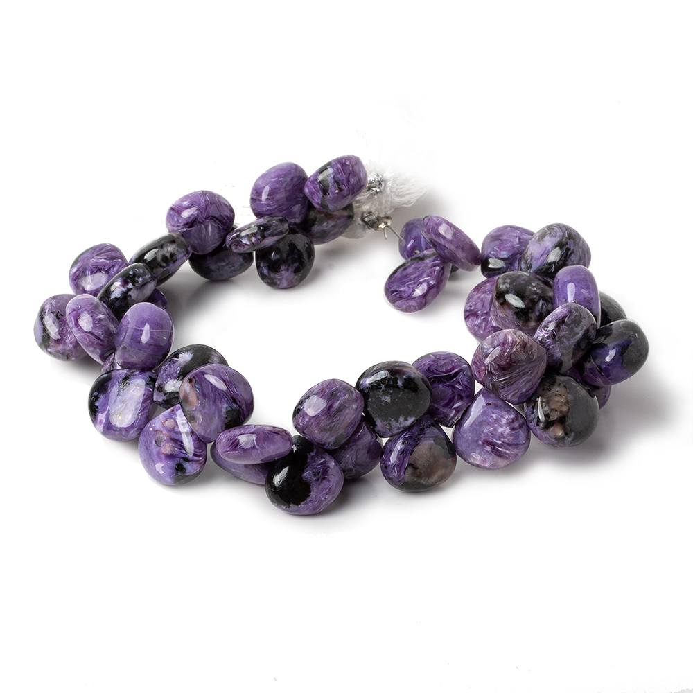 10x9-11.5x11mm Charoite plain cleft less heart beads 8 inch 46 pieces A - Beadsofcambay.com