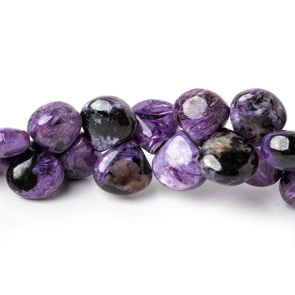 10x9-11.5x11mm Charoite plain cleft less heart beads 8 inch 46 pieces A - Beadsofcambay.com