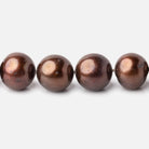 10x9-11x9mm Chocolate Off Round Freshwater Pearl Beads 15 inch 41 pieces - Beadsofcambay.com