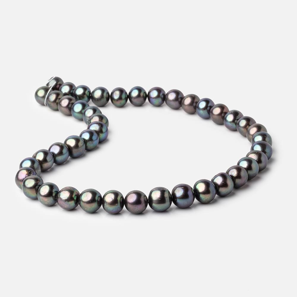 10x9-11x9mm Multi Color Peacock Off Round Freshwater Pearls 16 inch 42 pieces A - Beadsofcambay.com