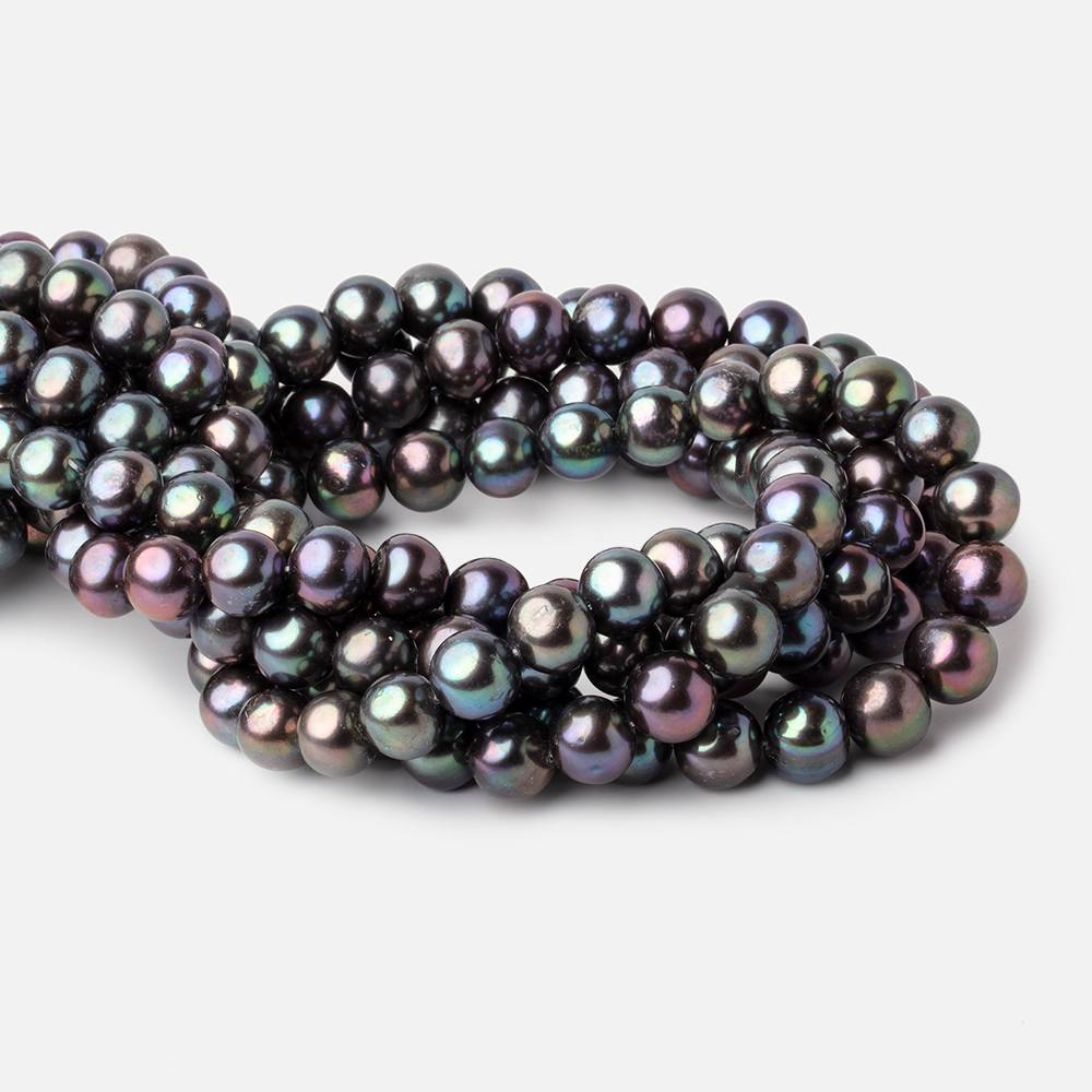 10x9-11x9mm Multi Color Peacock Off Round Freshwater Pearls 16 inch 42 pieces A - Beadsofcambay.com