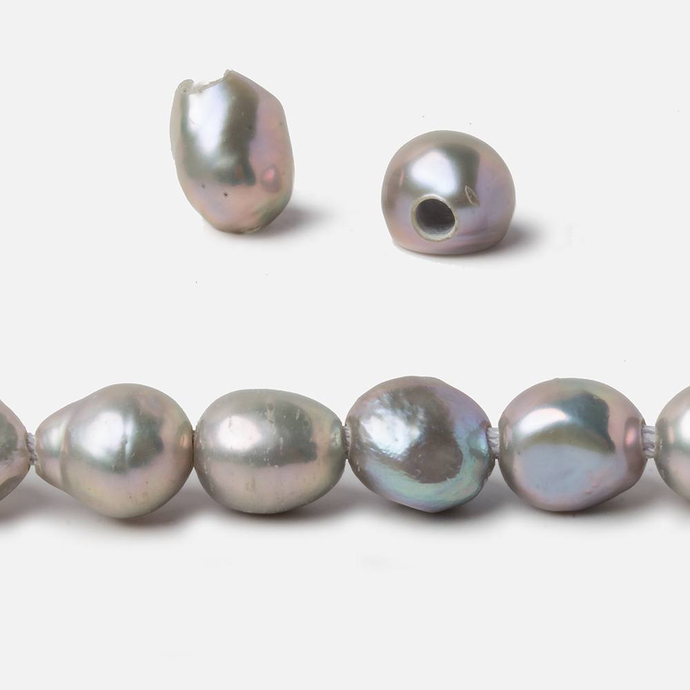 10x9-11x9mm Warm Silver 2.5mm Large Hole Baroque Freshwater Pearls 15 inch 30 pcs - Beadsofcambay.com