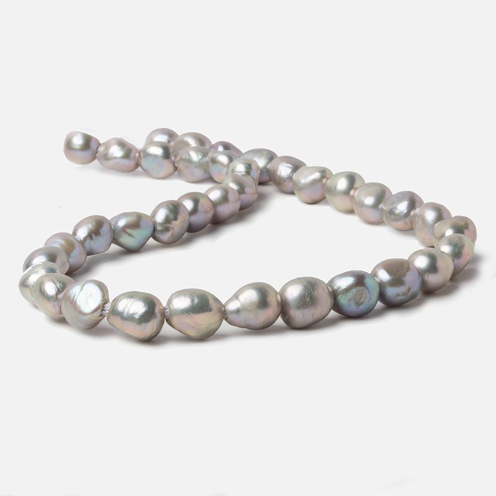 10x9-11x9mm Warm Silver 2.5mm Large Hole Baroque Freshwater Pearls 15 inch 30 pcs - Beadsofcambay.com