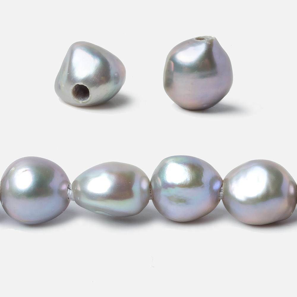 10x9-12x10mm Lilac Silver Baroque 2.5mm large hole Pearls 15 inch 35 pieces - Beadsofcambay.com