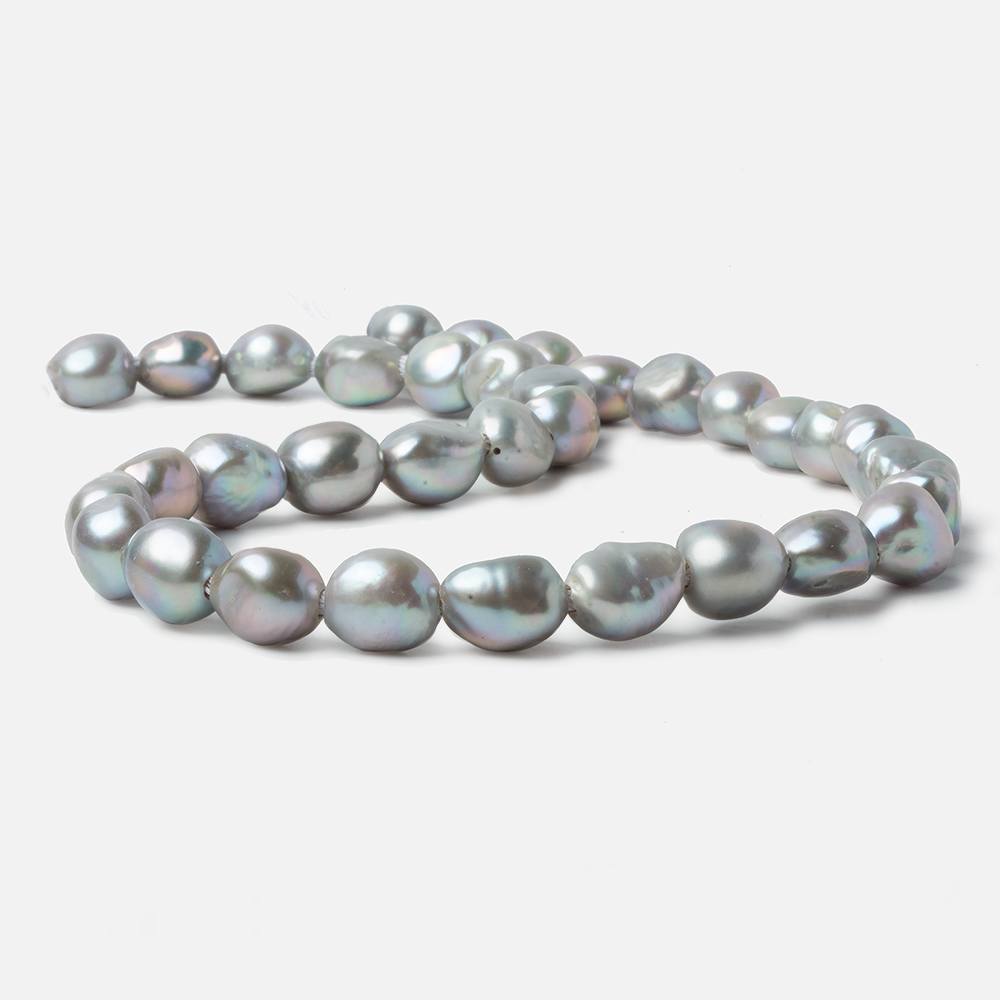 10x9-12x10mm Silver Teal 2.5mm Large Hole Baroque Freshwater Pearls 15 in 33 pcs - Beadsofcambay.com