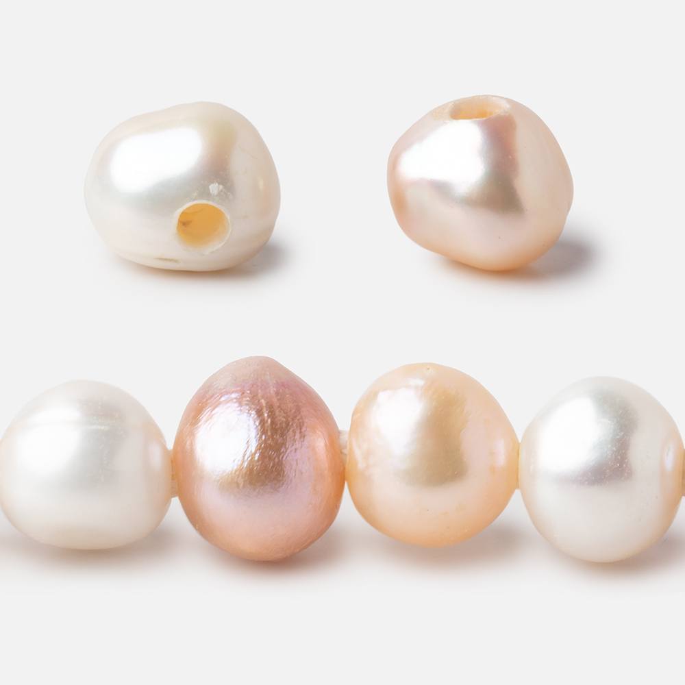 10x9-12x10mm Tri-Color Baroque 2.5mm Large Hole Pearls 15 inch 40 beads - Beadsofcambay.com