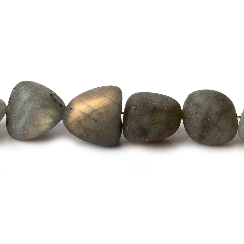 10x9-12x9.5mm Matte Labradorite tumbled plain nuggets 7.5 inch 16 beads AA - Beadsofcambay.com